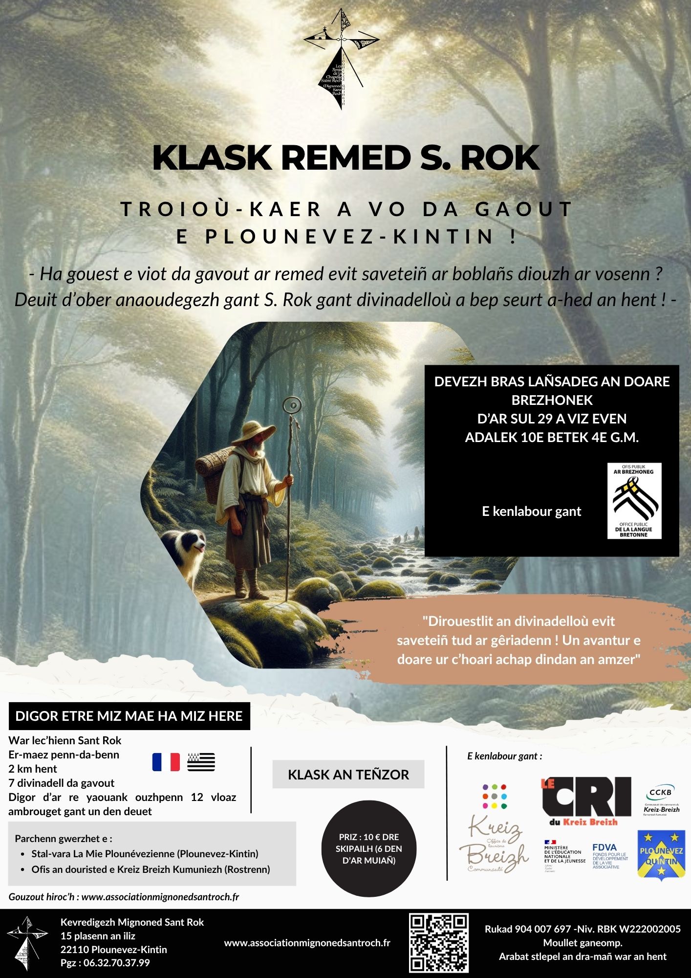Lancement de la Chasse au trésor en version bretonne :  À la recherche du remède de Saint Roch / Klask remed Sant Rok : un défi immersif à Plounévez-Quintin !